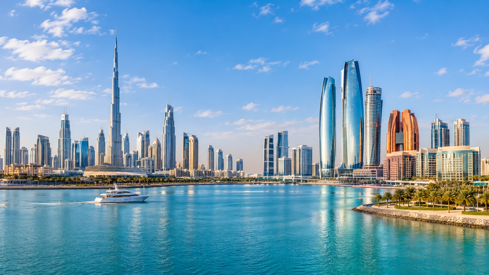 Abu Dhabi and Dubai skylines compared for property investment in 2026.
