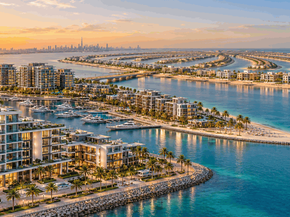 Luxury waterfront apartments and beachfront villas in Dubai Islands and Palm Jebel Ali