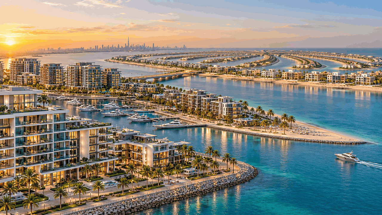 Luxury waterfront apartments and beachfront villas in Dubai Islands and Palm Jebel Ali